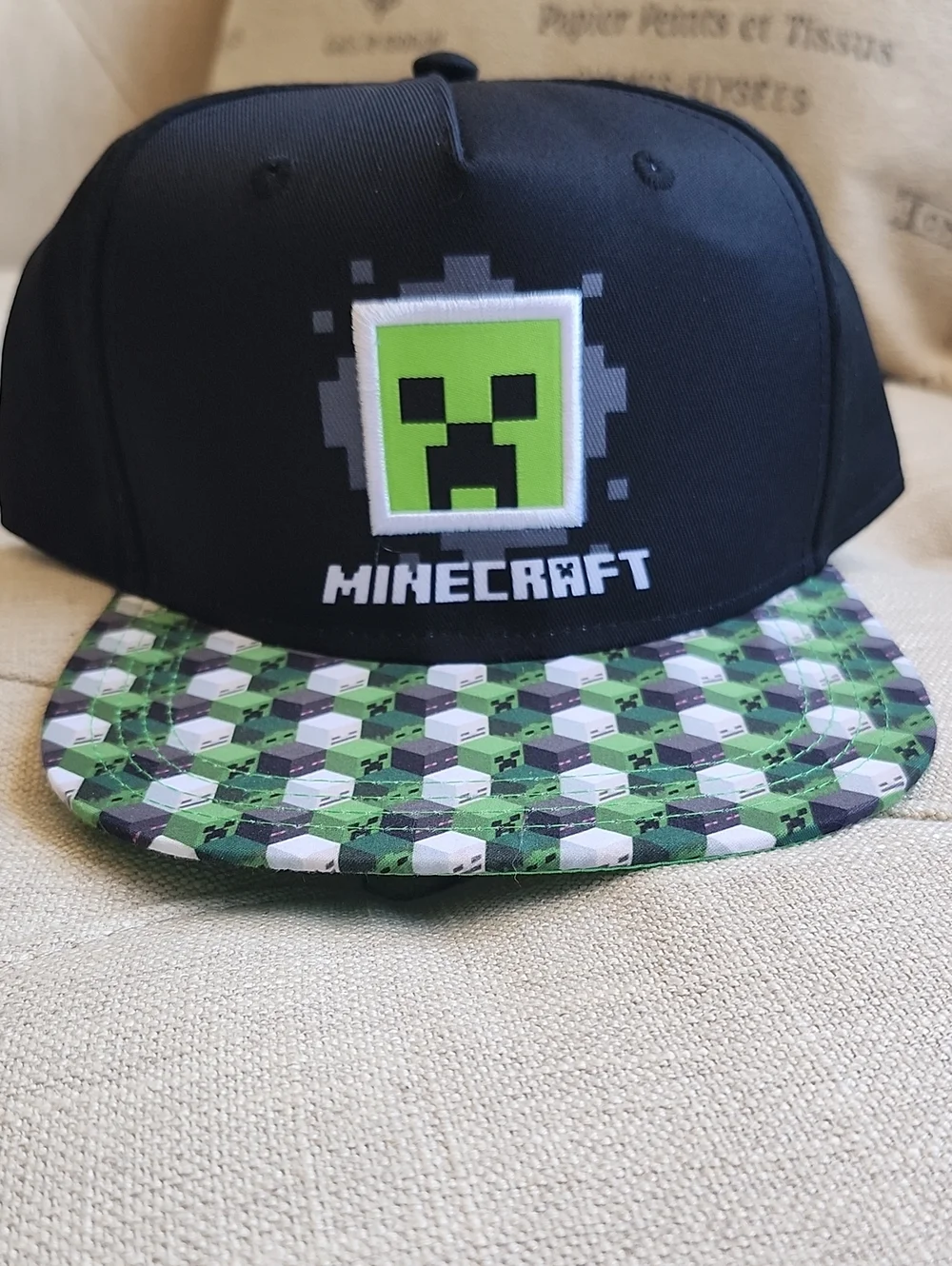 Minecraft Kids Black & Green Creeper Snapback Hat